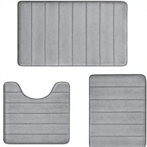 Juego de 3 Alfombras de Baño de Espuma Viscoelástica Antideslizantes, Absorbentes, Afelpadas y con Diseño de Mechones, Lavables a Máquina, Decoración para el Hogar - Product Image 1