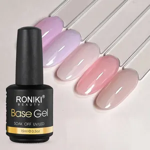 RONIKI Manteau de base en caoutchouc de couleur nude Vernis à ongles en gel UV sans hema <span class=keywords><strong>Constructeur</strong></span> de gel dur en bouteille Gel de base en caoutchouc de marque privée - Product Image 1