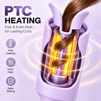 Torlin Fer à Boucler Professionnel Automatique Rotatif Violet 410°F Arrêt de Sécurité en 10 Minutes Minuterie Intelligente