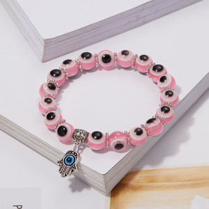 Bracelet Élastique Fait Main pour Femme, Perles Œil Bleu <span class=keywords><strong>Turc</strong></span>, Pendentif Œil Bleu Tendance - Product Image 6