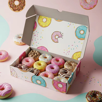 XJY Boîte d'emballage d'expédition en carton personnalisée Conception de beignets pour les aliments avec logo Manipulation de l'impression par stratification mate