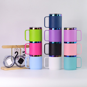 Mug de voyage SilverJet en acier inoxydable de 14 oz avec poignée et couvercle, tasse à café thermique isolée sous vide pour voiture, bureau et maison - Product Image 6