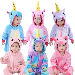 ملابس أطفال حيوان قطعة واحدة بالجملة زي وحيد القرن للأطفال الصغار معاطف دافئة أفخم للأولاد والبنات