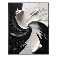 Œuvre d'art personnalisée pour hôtel, art mural texturé 3D noir et blanc, peinture abstraite minimaliste