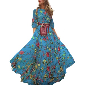 2022 مخصص جديد الجدد الصيف ملابس عصرية النساء فستان كاجوال البوهيمي الزهور طويل ماكسي اللباس - Product Image 3
