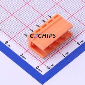 HT396V-3.96-5P Plug-in Terminal Block Through hole,P=3.96mm Connector Board-to-Board / Socket - Open 1x5P 3.96mm Orange - Product Image 1