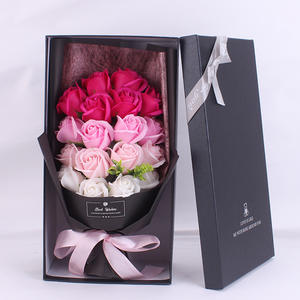 Día de San Valentín Multicolor hermosa <span class=keywords><strong>rosa</strong></span> jabón de flores artificiales ramo con caja de regalo de lujo - Product Image 2