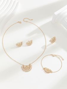 Conjunto de Collar Bohemio de Acero Inoxidable con Baño de Oro y Circonitas para Mujer, Joyería de Moda para Aniversarios, Estilo Dubái - Product Image 4