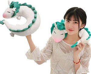 Cuscino Peluche Drago Bianco <span class=keywords><strong>del</strong></span> Film Giapponese, Simpatico Cuscino Morbido per il Collo Haku - Product Image 1