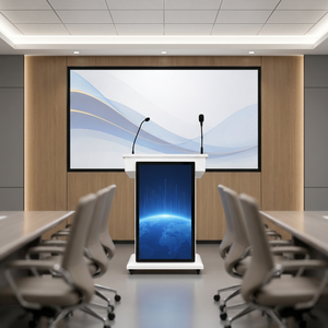 Panel de visualización frontal para podio de conferencias inteligente personalizado con pantalla táctil superior opcional para señalización digital LCD en salas de ceremonias de premiación interiores - Product Image 1