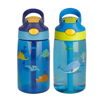 Bouteille d'eau pour enfants avec paille, couvercle anti-fuite, embout en silicone, sans BPA, en Tritan résistant, pour la gym