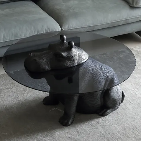 Italian minimalist designer hippopotamus coffee table art creative tea table living room furniture
