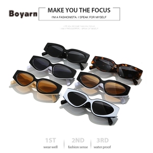 Boyarn แว่นตากันแดดกีฬาอินเทรนด์ใหม่กรอบสีขาวย้อนยุค UV400ทรงรีตาแมว - Product Image 6