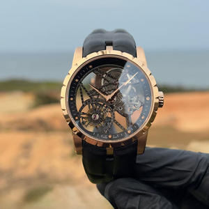 Reloj Mecánico Manual de Alta Gama para Hombre, con Tourbillon Volante, Luminoso, Negro, Resistente al Agua, con Esqueleto en Oro Rosa - Product Image 2