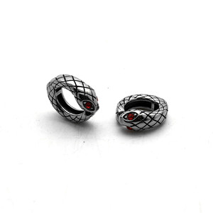 yunnique Clip-on <b>Earrings</b> Titanium Steel Cobra Design <b>Red</b> Eye Geometric Animal Shape Fashion Jewelry For Non-Pierced Ears - Product Image 3