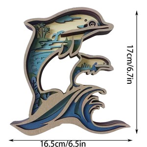 Statue de dauphin artisanale en buis 3D multicouche de style <span class=keywords><strong>européen</strong></span>, idéale pour la décoration intérieure, style de conception moderne - Product Image 1