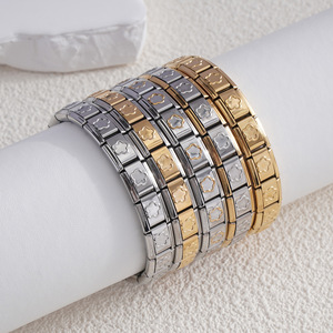Bracelet modulaire italien en alliage de zinc, élastique, à assembler soi-même, unisexe, chaîne à maillons tendance - Product Image 1