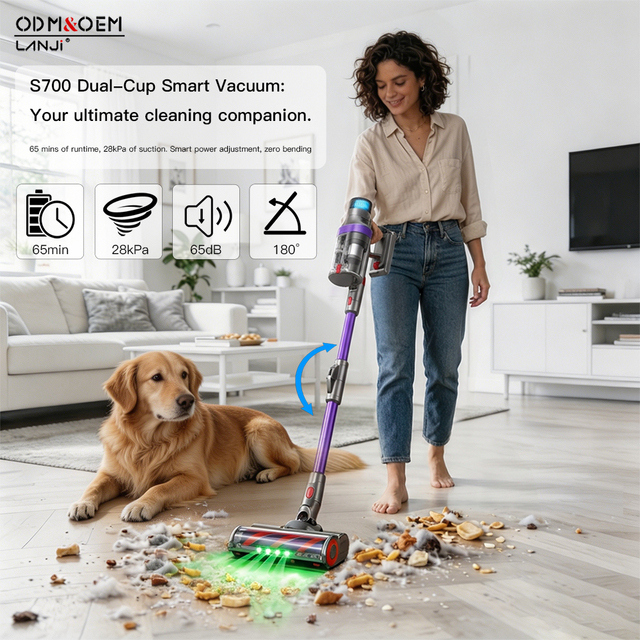 S700 OEM 8 In1 Smart Cordless Vacuum Cleaner Stick 570W Brushless Motor Bagless Upright Home Floor Care Dry Function Staubsauger
