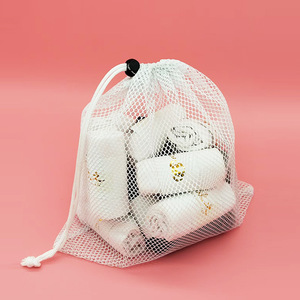 Mesh <b>Drawstring</b> <b>Bag</b> Nylon Net Storage For Fruits Vegetables Toys Socks Phone Chargers Recyclable General Packaging - Product Image 3