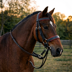 Ensemble de bridon sans mors en cuir de qualité supérieure pour chevaux, accessoires équestres de plein air, équipement d'équitation, vente en gros - Product Image 1