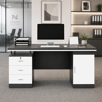 Escritorio Moderno con Cajones y Gabinete de Almacenamiento, Amplia Estación de Trabajo para Computadora, Ideal para Oficina en Casa y Estudio