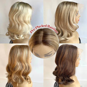วิกผมลูกไม้ด้านหน้าสำหรั<span class=keywords><strong>บ</strong></span>ผู้หญิงผิวขาววิกผมลูกไม้ติดหนังกำพร้าแ<span class=keywords><strong>บ</strong></span><span class=keywords><strong>บ</strong></span> HD เต็มศีรษะสีบ<span class=keywords><strong>ลอน</strong></span><span class=keywords><strong>ด์</strong></span>ธรรมชาติ - Product Image 4
