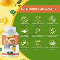 Capsules de Vitamine C Liposomale 1500mg pour Adultes, Complément Alimentaire, Soutien Immunitaire, Booster de Collagène, 180 Capsules