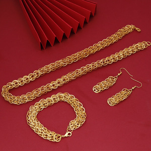 Italienisches Goldschmuck set 24 Karat vergoldet <span class=keywords><strong>Saudi</strong></span>-Arabien Schmuck Sets Halsring Armband für Frauen 18 Karat vergoldet - Product Image 4