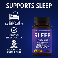 Capsules végétales OEM à marque privée de mélatonine, L-théanine et magnésium (60 gélules) pour adultes – Soutien au sommeil – Halal GMP