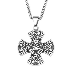 yunnique Celtic Viking Rune <b>Cross</b> Pendant Men's Stainless Steel Necklace Hip Hop Jewelry Fashion Pendant Necklaces - Product Image 5