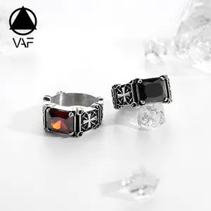 VAF عصري أسود/أحمر 3A ترصيع الزركون عبر خاتم الرجال SS Anillo De ombre Con Cruz Incrustada De Zircon 3A نيغرو/روجو - Product Image 1