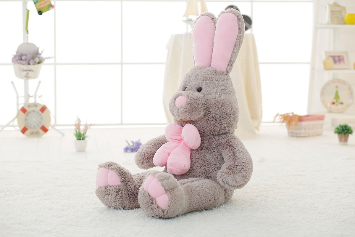 best price stuffed bunny plush doll soft cute bow tie rabbit soft plush toy sleep companion gift for kids
