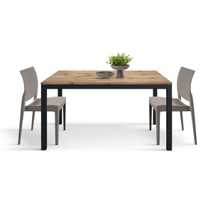 โต๊ะอาหารไม้โอ๊คแบบขยายได้ 140x80 ซม. ฐานเหล็กสีดำ สำหรับใช้ภายใน - Product Image 2