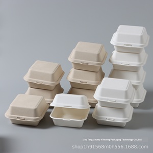 Kotak <span class=keywords><strong>Burger</strong></span> Sekali Pakai dari Pulp Biodegradable, Kotak Makan Siang, Kotak Kue, Kotak Salad, Kotak Kemasan - Product Image 3