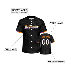 <span class=keywords><strong>Camiseta</strong></span> Deportiva Transpirable 100% Poliéster con Estampado por Transferencia de Calor, Franjas Negras, para Fanáticos del Béisbol, con Nombre y Número - Product Image 3