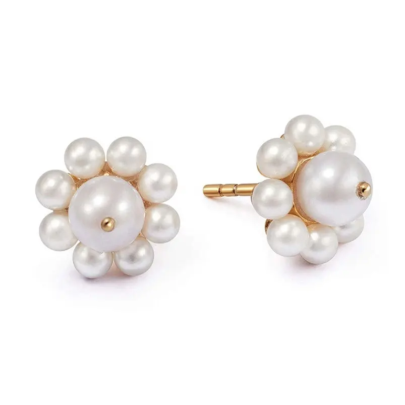 Gemnel China Wholesale Tiny Jewelry 925 Sterling Silver Pearl Flower Studs Earring