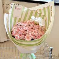 Papier d'emballage SINOWRAP classique à rayures, papier décoratif léger pour bouquet cadeau