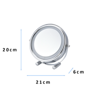 Petit miroir sur pied pour salle de bain avec éclairage LED, miroir double face avec support pivotant pour la maison et l'hôtel