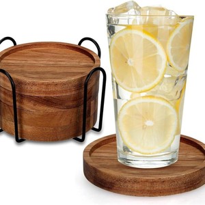 खड़े आधुनिक घर कार्यालय कॉफी चाय पेय पदार्थों के साथ कास्टर सेट लकड़ी के मैट पैड 4 टुकड़े/6 टुकड़े - Product Image 2