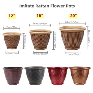 Yuncheng 12 "16" 20 "pouces 30 <span class=keywords><strong>40</strong></span> 50 <span class=keywords><strong>Cm</strong></span> jardin extérieur plante jardinière en plastique moulé par soufflage décoratif Imitation rotin <span class=keywords><strong>Pot</strong></span> de <span class=keywords><strong>fleur</strong></span> - Product Image 4