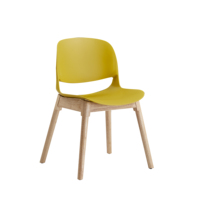 Chaise d'extérieur scolaire moderne et durable en plastique de bonne qualité avec pieds en bois massif, design ergonomique empilable