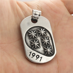 Yunnique – pendentif étoile en acier inoxydable 1991, collier pour hommes, style Punk rétro, breloque Dog Tag, bijoux à la mode - Product Image 3