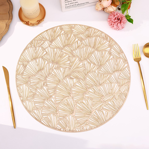 Napperons et <span class=keywords><strong>tapis</strong></span> ronds en PVC feuille d'or 38 cm, directement de l'usine, en vinyle pressé, lavables et imperméables pour la décoration de table à manger - Product Image 3