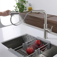 Robinet mélangeur de cuisine en acier inoxydable 304, cascade, 3 voies, avec douchette extractible et cartouche céramique – Vente en gros