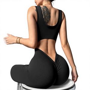 Combinaison <span class=keywords><strong>de</strong></span> yoga pour <span class=keywords><strong>femme</strong></span> Mu Yao Foreign Trade Beauty Back, dos en V, taille haute, effet galbant, sans couture, respirante et anti-transpiration - Product Image 1