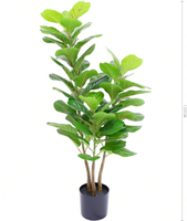 Künstlicher Ficus-Baum mit Blättern und Pflanzgefäß, 1,5 m hoher Kunstbaum mit Naturholzstamm für Heim- und Bürodekoration