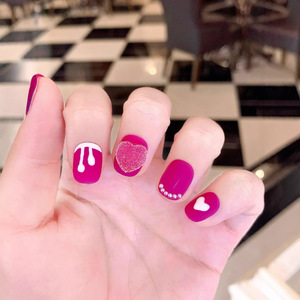 <span class=keywords><strong>Uñas</strong></span> Postizas Acrílicas Hechas a Mano con Diseño de Oso Fresa 3D, Paquete de 10 Unidades, Venta al Por Mayor, <span class=keywords><strong>para</strong></span> <span class=keywords><strong>Niñas</strong></span> - Product Image 3