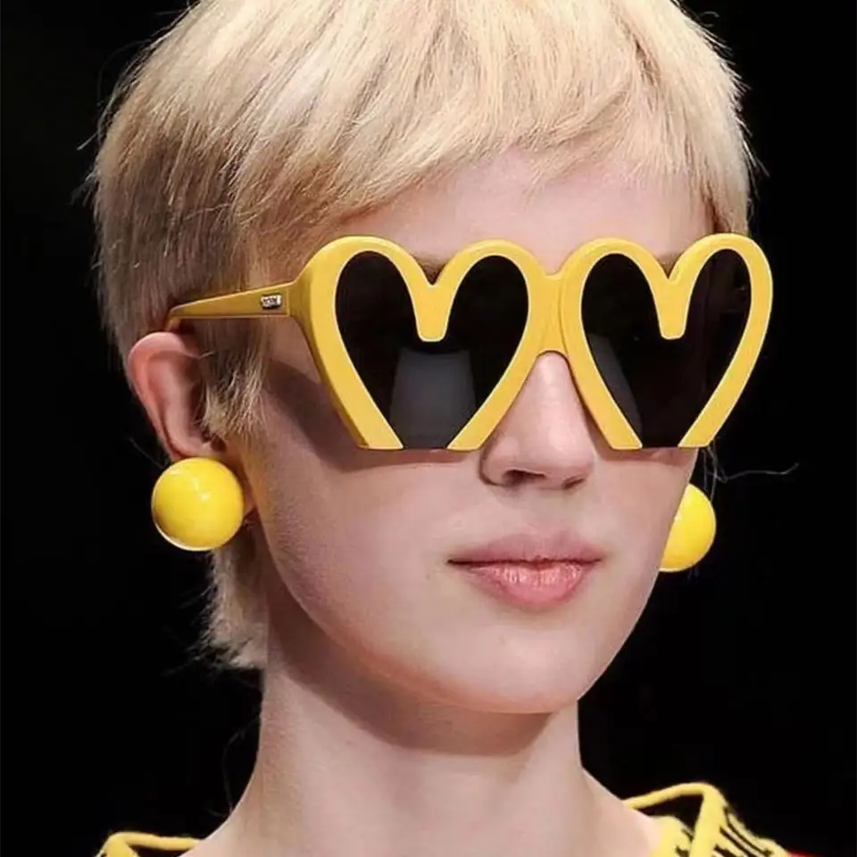 Love Heart Crazy Funny Party Sunglass Shades Women Color Party Eyewear One Piece Heart Sun Glasses Funny Sunglasses 2023