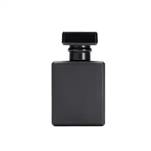 MUB di lusso vuoto quadrato quadrato chiaro nero 30ml bottiglia di profumo a crimpare in vetro spesso con coperchio a forma di T