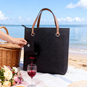 Nevera Portátil para Playa, Impermeable, Aislada, de Poliéster, con Cierre, Compartimentos Ocultos para Botellas, Capacidad para 2 Botellas, Ideal para Picnic y Llevar Bebidas Propias - Product Image 1